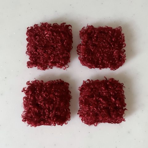 Wine Red Knitting Wool Square Cabochons