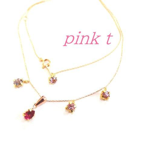 -k18- pink tourmaline (rubellite) & spinel bracelet ブレスレット