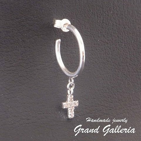 シルバー925 フープ クロス 十字架 ピアス 片耳 Grand Galleria