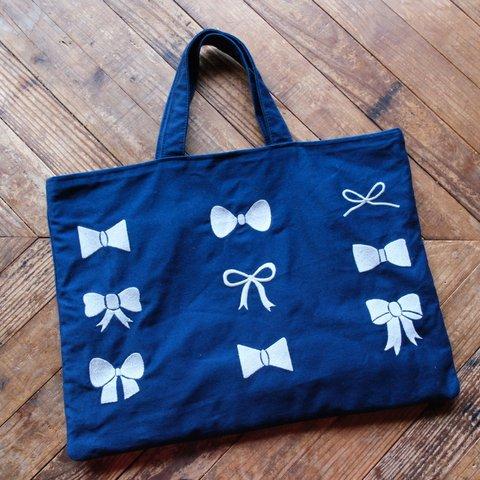 Ribbon-totebag 濃紺