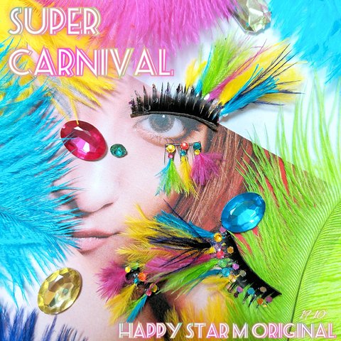 ❤感謝品★Super Carnival★partyまつげ 上下 フェザー カラフル★配送無料