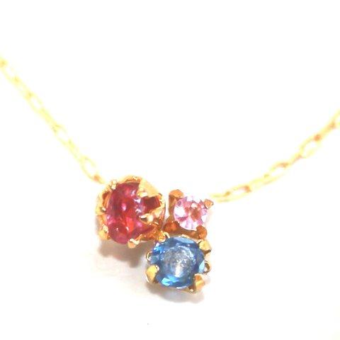 - anohoshi - Blue & Pink Sapphire & Rubellite Necklace