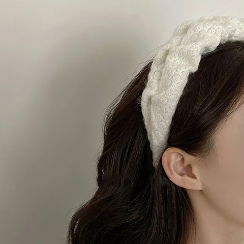 knit___headband（white)