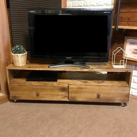 【新商品特別価格】引き出し付きテレビボード カフェ風 横幅120cm【選べる3色塗装色&9種類の取っ手】