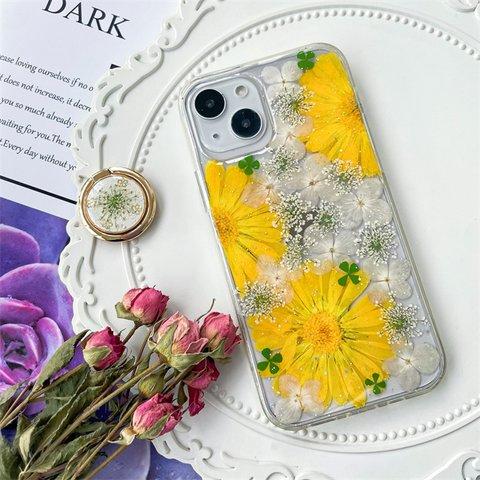 菊と紫陽花押し花スマホケース、全機種対応、ストラップホルダ一、iFace風、手帳型、iPhone14、iPhone14 Pro、iPhone14 plus、iPhone13、iPhone12