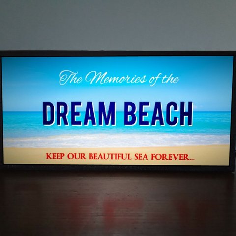 【文字変更無料】海岸 浜辺 砂浜 フォトライト 夏 ビーチ サイン ランプ ミニチュア 看板 置物 雑貨 LEDライトBOX