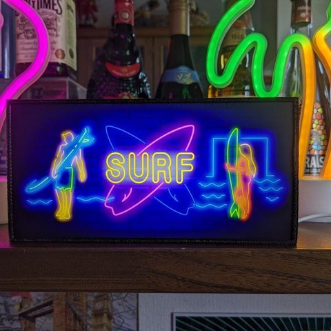 サーフィン SURF サーフボード ビーチ ガレージ ネオンデザイン 店舗 自宅 ミニチュア サイン ランプ 照明 看板 置物 雑貨 LED ライトBOX 電飾看板 電光看板