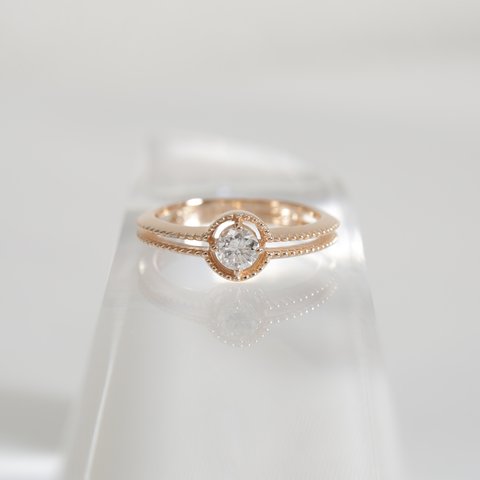 【ダイヤモンドK18PG 指輪】K18PG 天然ダイヤモンド【中石0.268ct】婚約指輪 プロポーズリング【サイズ直し無料】
