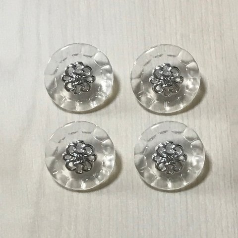 ○再販なし○ ●20㎜● ANTIQUE CLEAR SILVER BUTTON CABOCHONS PARTS