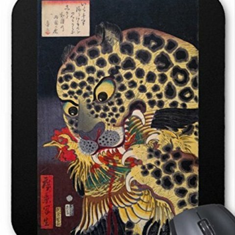 歌川広景『 雄鶏を食べる虎 』のマウスパッド（縦位置）：フォトパッド（ 浮世絵シリーズ ）