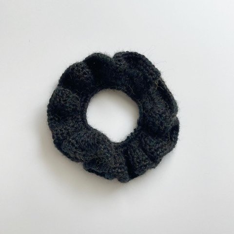 【25%off】 crochet chouchou / かぎ針編み シュシュ メランジ ブラック