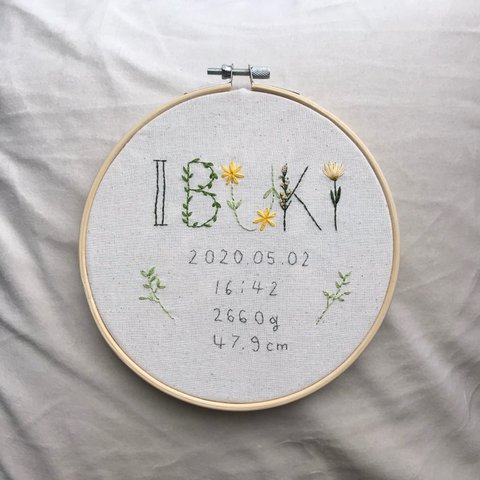 刺繍命名書《花文字》！受注製作