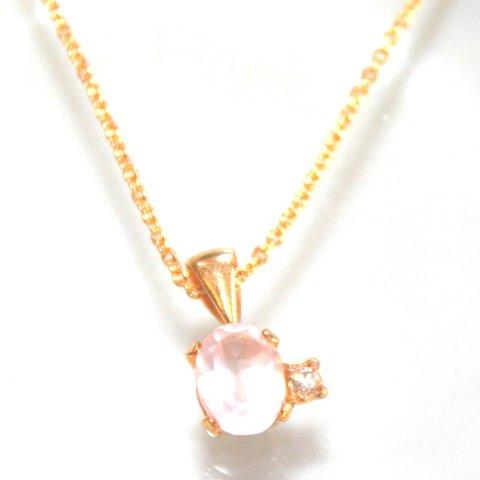 k18gp Diamond & Rose Quartz Necklace