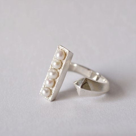 一点物★Pearl studs open ring(SV)★パール★スタッズ★オープンリング★