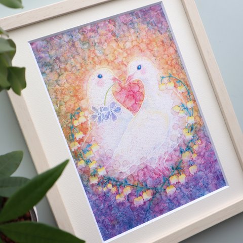 アートポスター/幸せの白い鳩