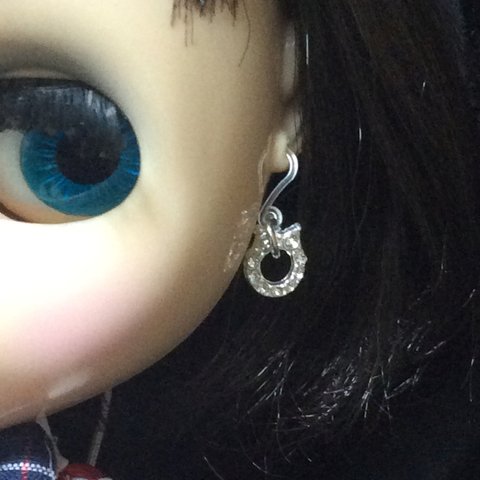 シルバーキラキラ ピアス ネオブライス ドール