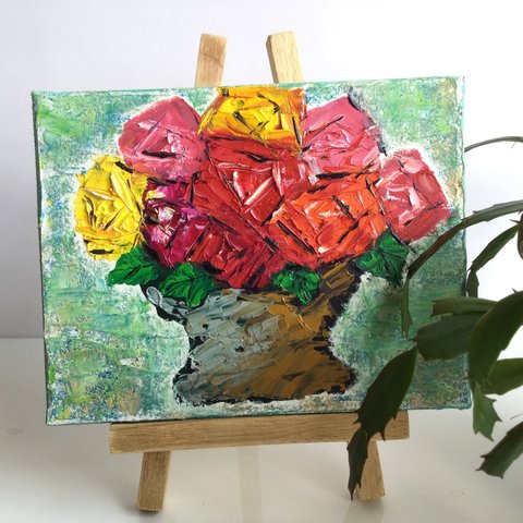 油絵/アートパネル/薔薇の花②