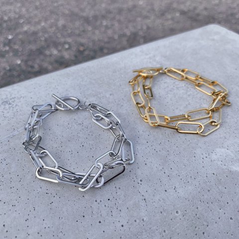 【金属アレルギー対応】錆びにくく、海やプールで大活躍間違いなし！ W cable chain bracelet