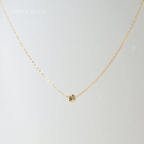 No.1746○* K18 キラキラ ビーズ 1粒 シンプル ネックレス ○* 18金 ゴールドビーズ アクセサリー 18K オーダー blancmille