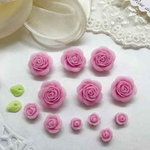 7 ピンク　樹脂 薔薇 パーツ ローズ  