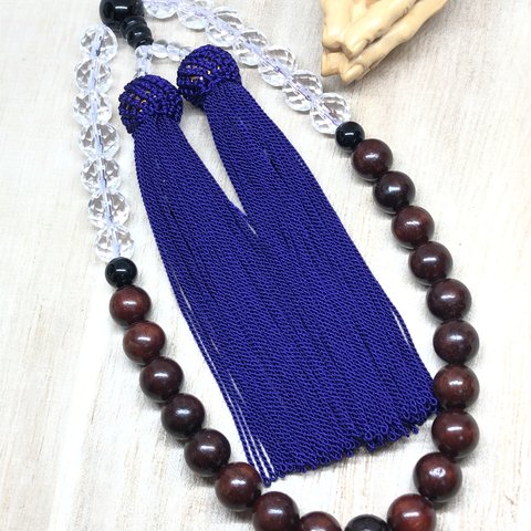 全宗派共通✳︎女性用略式念珠✳︎紫檀＆カット水晶✳︎数珠