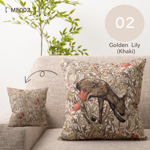 Jubilee リネンクッションカバー 花柄 動物 45×45cm jubileecushionD-ME002