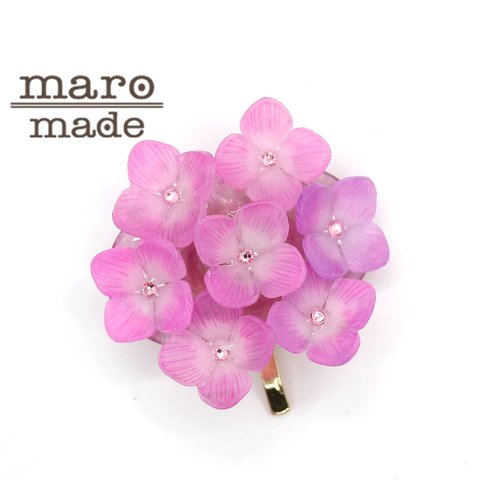 ヘアアクセサリー【ポニーフック】紫陽花：ピンク