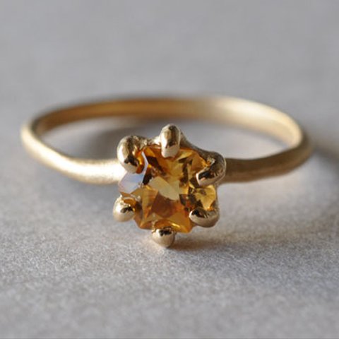 シトリン　ヘキサゴンカット　リング　 Citrine Quartz Prong setting