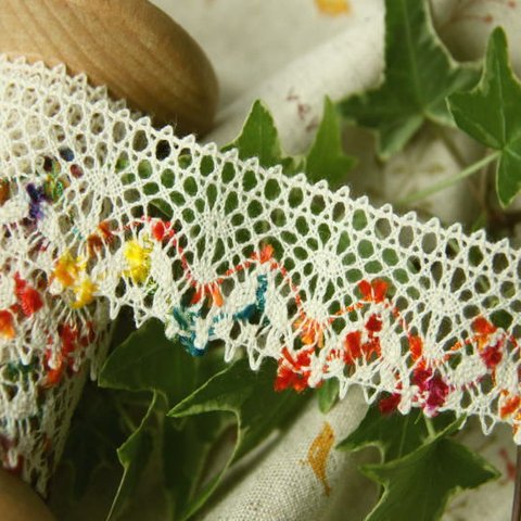 2.5m＊ボヘミアンカラーのコットントーションレース 　Colorful chemille cotton lace＊シュシュもできちゃう☆ 