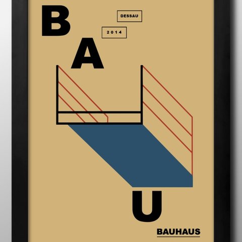 14042■アート　ポスター　絵画　A3『バウハウス　BAUHAUS』イラスト　インテリア　北欧