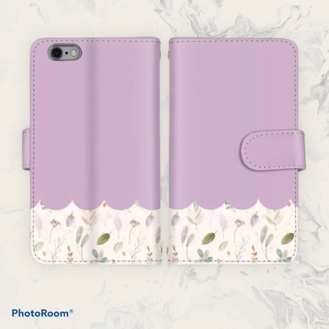 パープル　紫色　手帳型スマホケース　スマホケース　Android iPhone Xperia 携帯ケース　
