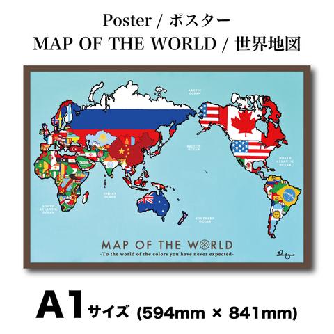 世界地図 ポスター 国旗 A1