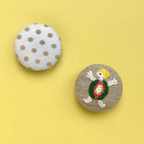 女の子▽刺繍くるみボタン マグネット