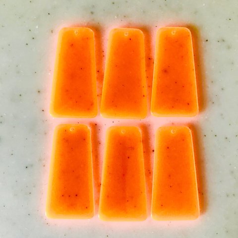 Clear Neon Orange Trapezoid Pendant Tops