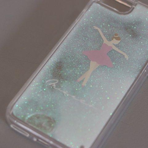 【名入れ】ピンクバレリーナのキラキラスマホケース(iphone/andoroid)