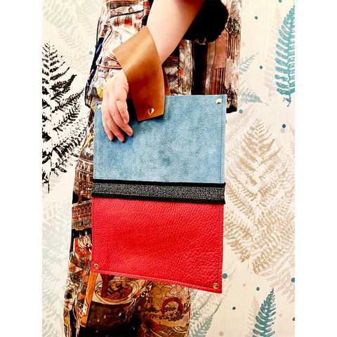 ハンドバッグ　ワンハンドルバッグ　Blue&Red