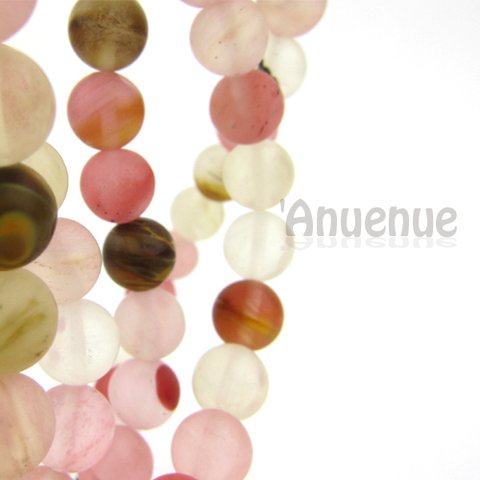 天然石 Matte Frosted Stone beads 【 Pink系 】 １0個