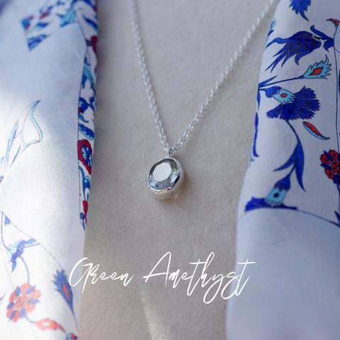 20％OFFネックレスフェア***New『Green Amethyst』の世界でひとつの天然石ネックレスsilver925