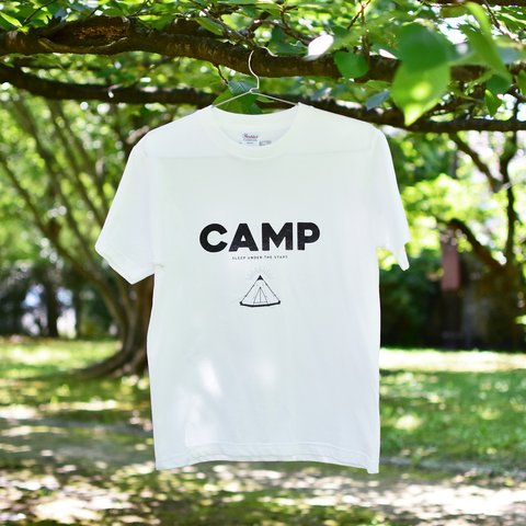 CAMP Tシャツ（メンズS／ホワイト✕ブラック）