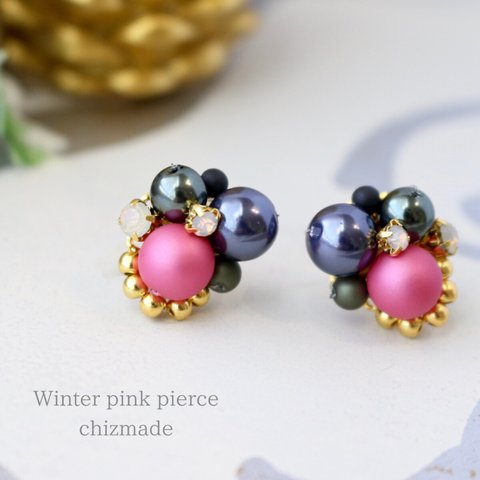 Winter PINK 〜  大人可愛い♡クリスマス♡冬♡ビジューピアスorイヤリング