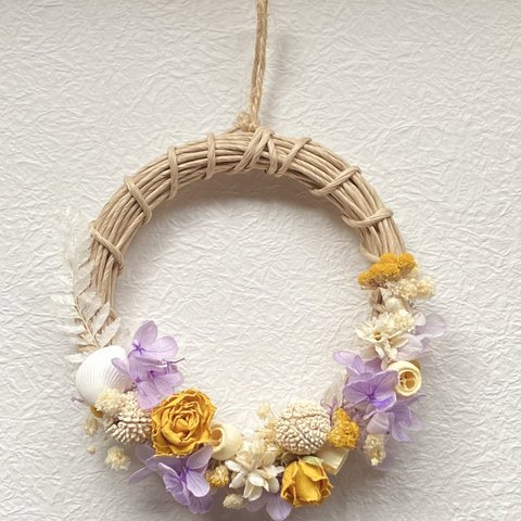 purple wreath❁⃘*.ﾟドライフラワーリース