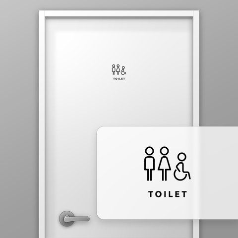 トイレ (TOILET) -男性+女性+車椅子 タイプA【賃貸OK・部屋名サインステッカー】