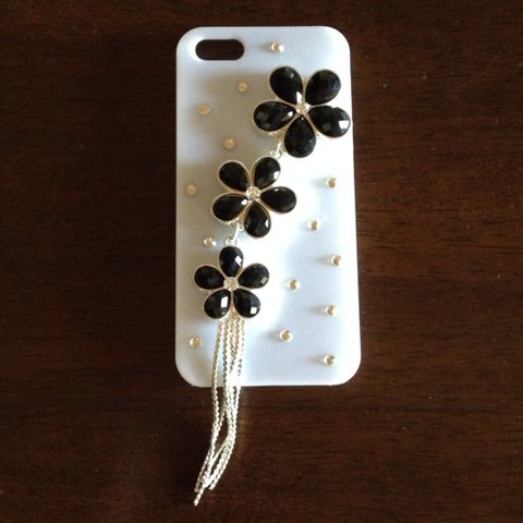 iPhone5/5s用 スマホカバー ホワイト 花柄