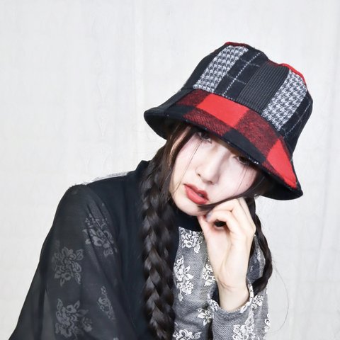 splicing design bucket hat 0005BR meikeiin handmade