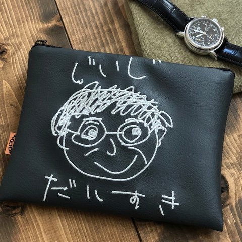 母の日の贈り物【オーダーメイド】いつもありがとう♡似顔絵ポーチ L