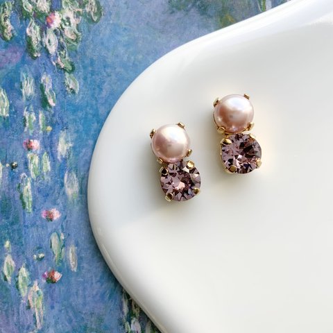 amethyst pearl pierce / earring