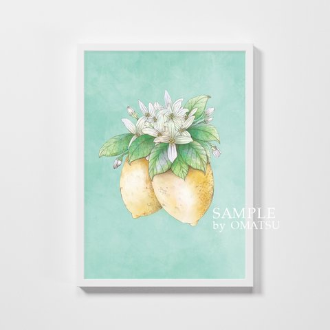 A4アートポスター　[檸檬と花]