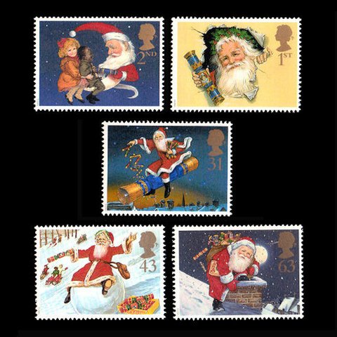 サンタクロース・クリスマス イギリス 1997年 外国切手5種 未使用【童話切手 素材】