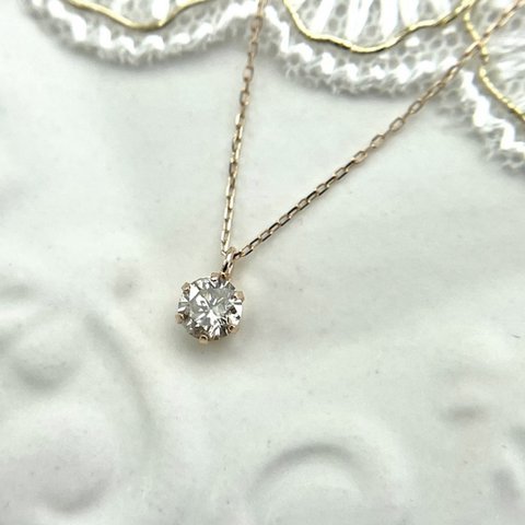 ～ひとつぶダイヤ～  K18PG  0.20ct  ダイヤモンド  ネックレス