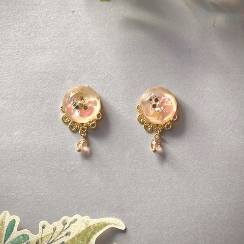 【1way】waiting for love < beige pink >イヤリング・ピアス